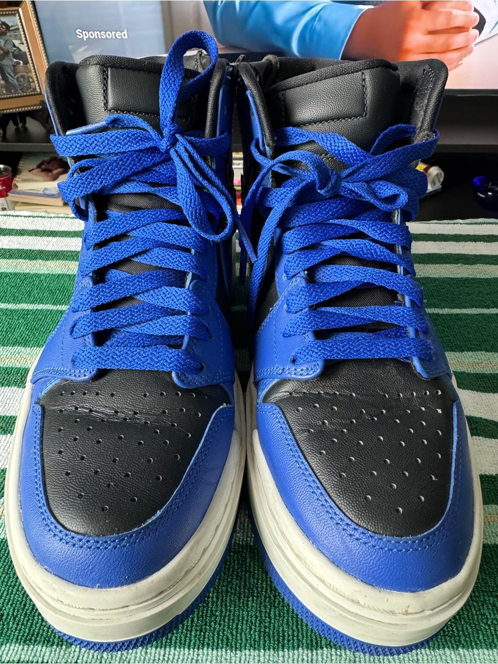 Women’s Jordan 1 High-Top Sneakers in Black and Royal Blue